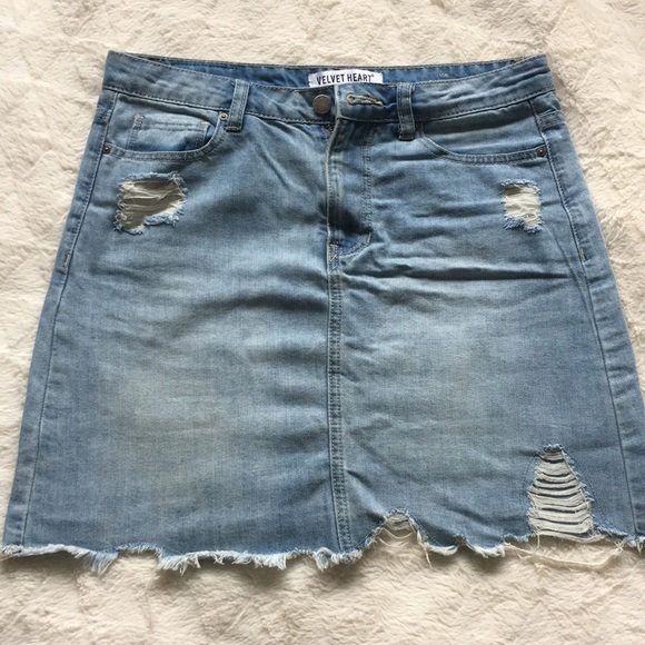 Distressed Denim Mini Skirt SIZE 28 - Picture 1 of 7